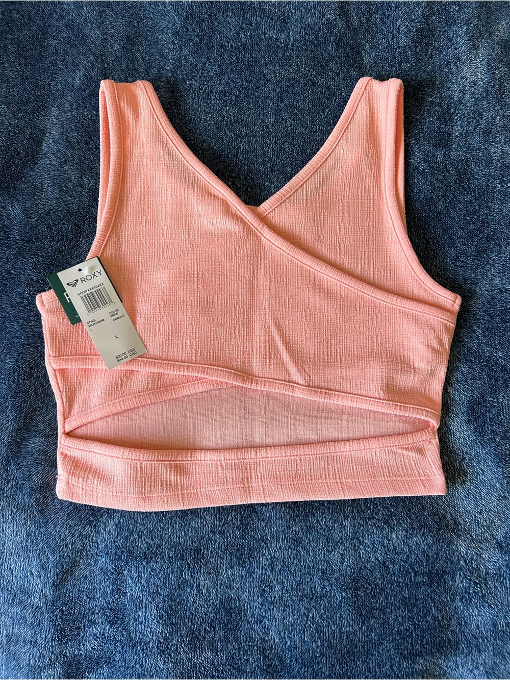 Roxy Pink Ribbed Cropped Tank Top